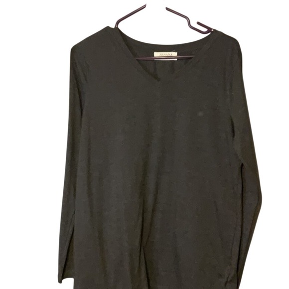 Zenana Tops - Zenana Womens Charcoal Grey Heather V-Neck Long Sleeve T-Shirt Top Large
